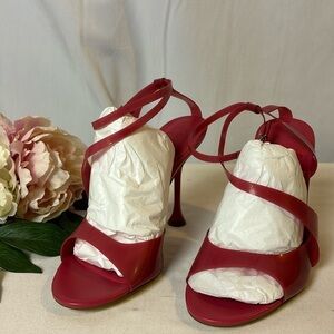 Marc Fisher Claudie Red Buckled Ankle Jelly Strap High Heeled Sandal Sz 8.5 NEW
